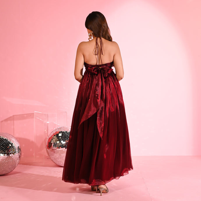 Merlot Refined Backless Dress